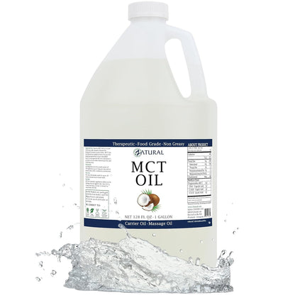 MCT Oil, Certified Food and Therapeutic Grade, Carrier Oil, Massage Oil, Hydrating Oil, Hair Oil, 0 Additives, Pure MCT Oil (128 Ounce (1Gallon))