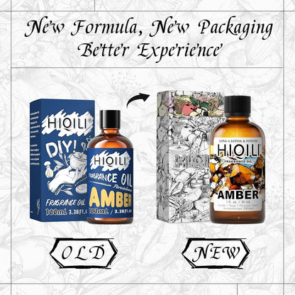 HIQILI Amber Fragrance Oil for Candle, Perfume, Soap Making, Hotel Scents for Essential Oil Diffuser & Aromatherapy - 1 Fl Oz