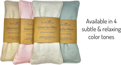 Organic Linen Eye Pillow - Lavender & Flaxseed for Relaxation, Yoga, Stress Relief - Microwavable Heating Pad & Cool Compress - Made in USA - Gifts for Meditation