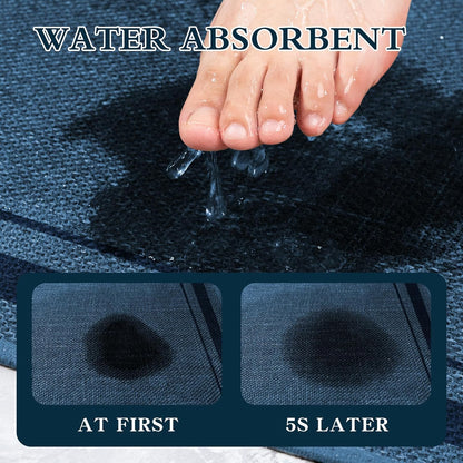 chakme Bathroom Rugs Mat 24x17, Ultra Thin Non Slip Bath Mat Small Quick Dry Absorbent Bath Mat for Bathroom, (Dark Blue, 24"x17")