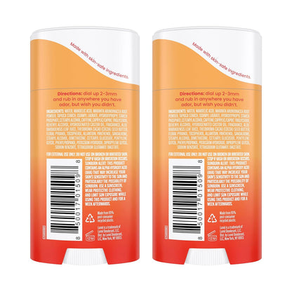 Lume Whole Body Deodorant - Invisible Cream Stick - 72 Hour Odor Control - Aluminum Free, Baking Soda Free, Skin Safe - 2.2 Ounce (Pack of 2) (Clean Tangerine)
