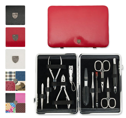 3 Swords Germany - brand quality 11 piece manicure pedicure grooming kit set for professional finger & toe nail care scissors clipper fashion leather case in gift box, Made by 3 Swords (03768)