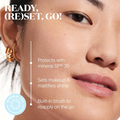 Supergoop! (Re)setting 100% Mineral Powder, Translucent - 0.15 oz - Makeup Setting Powder + Broad Spectrum SPF 35 PA+++ Sunscreen - With Ceramides, Olive Glycerides & Coated Silica Spheres