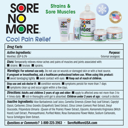 Sore No More Cool Relieving Gel for Aches & Pains in Muscles & Joints associated with Strains, Bruises & Sprains | Absorbs Quickly with a Refreshing Lemon Aroma | 4 oz Jar