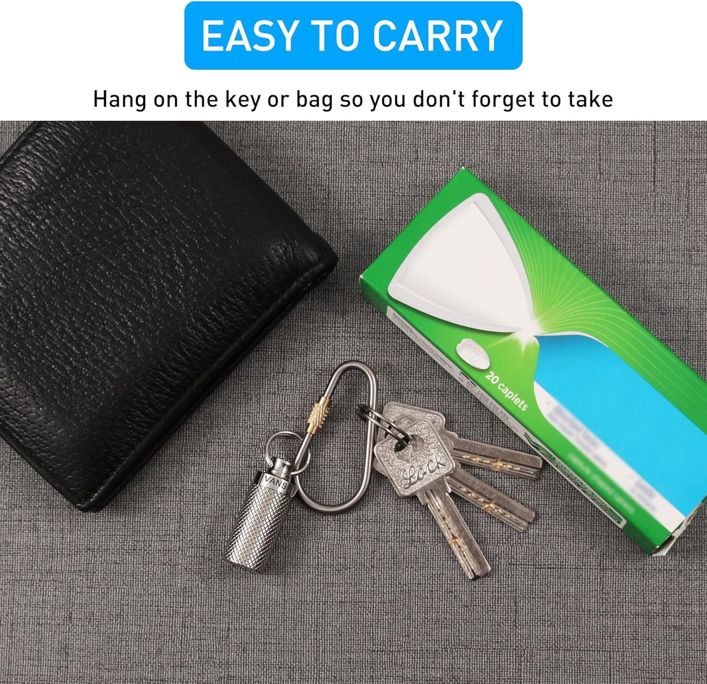 Titanium Waterproof Keychain Pill Holder Container,Portable Mini Size Pill Box Case for Outdoor Travel Camping