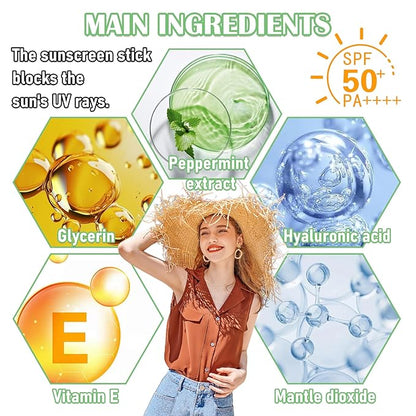 Mineral Sunscreen Stick,Hyaluronic Acid Face Sunscreen,Lightweight