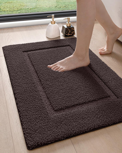 DEXI Bathroom Rugs 36x24, Washable Non Slip Bath Mat for Shower Floor, Absorbent Quick Dry Bathmat with Rubber Backing, Ultra Soft Plush Carpet for Tub, Brown