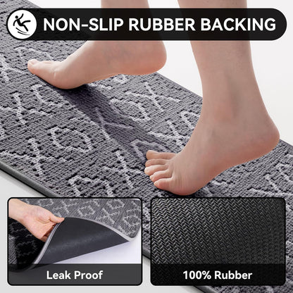 Bathroom Rugs Non Slip, Super Absorbent Quick Dry Bath Mat, Rubber Backing Ultra Thin Bathroom Mats Fit Under Door Bathroom Floor Bathtub Shower