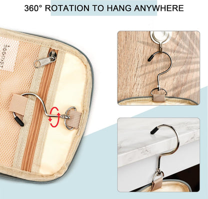 Hanging Travel Toiletry Bag for Women and Men, 6 Organizer Compartments, Extra Large Toiletries Bag, Bathroom Cosmetic Bag, Water-resistant Makeup Bag, Holds Full-Size Shampoo, Blue