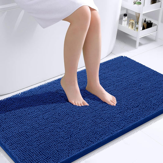 OLANLY Bathroom Rugs 44x24, Extra Soft Absorbent Chenille Bath Rugs, Rubber Backing Quick Dry, Machine Washable Bath Mats for Bathroom Floor, Tub and Shower, Home Decor Accessories, Royal Blue