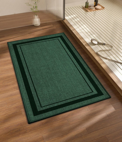 chakme Bathroom Rugs Mat 32x17, Ultra Thin Non Slip Bath Mat Quick Dry Absorbent Bath Mat for Bathroom Floor, (Dark Green, 32"x17")