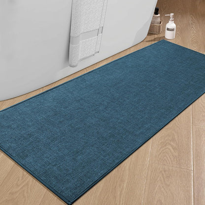 chakme Bathroom Rugs Mat 59x24, Ultra Thin Non Slip Bath Mat Large Quick Dry Absorbent Bath Mat for Bathroom Floor, (Dark Blue, 59"x24")