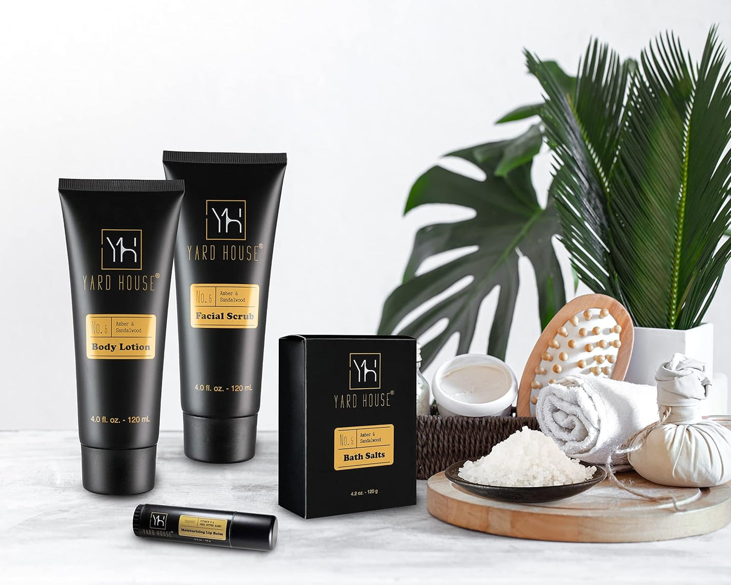 Bath and Body Gift Set for Men - Sandalwood Amber - Birthday, Christmas, Fathers Day Gifts From Wife Daughter Son for Husband, Dad - Relax Spa Kit w. Full Size Items in Deluxe Toiletry Bag