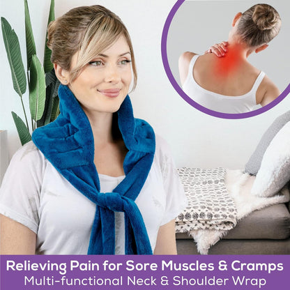 Microwavable Heating Pad for Back Pain Relief – Moist Heat Pack for Neck & Shoulders – Microwave Wheat Bag with Long Ties – Reusable Hot Cold Therapy Wrap for Cramps, Stress & Muscle Relaxation M 71”