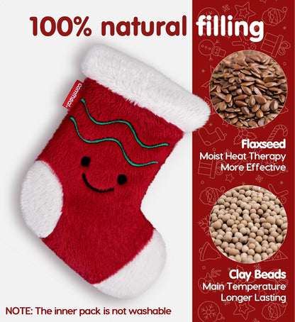 Heating pad Microwavable for Cramps Pain Relief, Microwave Moist Heat Pad Warm Compress Flaxseed Bag with Washable Cover, Funny Plush Hot Pack for Muscles, Unscented