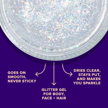 UNICORN SNOT Holographic Face Glitter & Body Glitter Gel: Glitter Makeup, Hair Glitter, Festival Rave and Anime Cosplay, Halloween Costume Makeup - Vegan & Cruelty Free, 1.7 oz Silver Glitter (Disco)