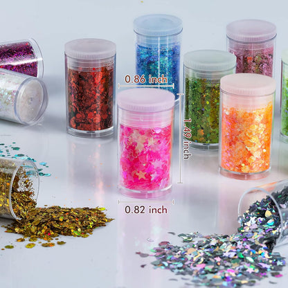 Multicolored Chunky & Fine Glitter Mix, 36 Colors Chunky Sequins & Powder Mix - Iridescent Cosmetic Glitter Flakes for Nail Art, Face, Body, Eyes & Crafts