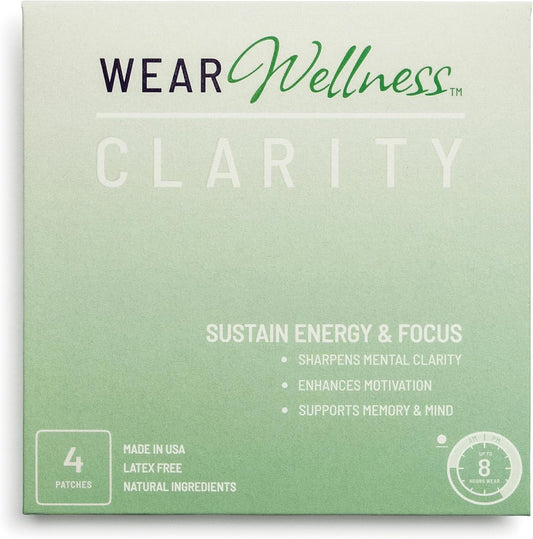 Clarity Film Patches – Topical Patches for Energy & Focus - Patch with Botanical Extracts – Natural Support for Memory & Concentration - Long-Lasting Effect – 4 Pack