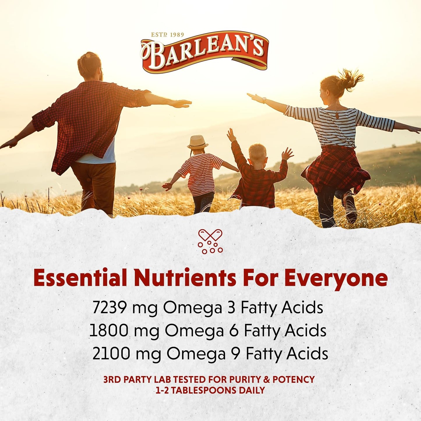 Barlean's Organic Lignan Omega 3 Flaxseed Oil Liquid Supplement for Men and Women, Cold Press Flax Seeds, 7230mg ALA Fatty Acid, Vegan and Gluten Free, 32 oz