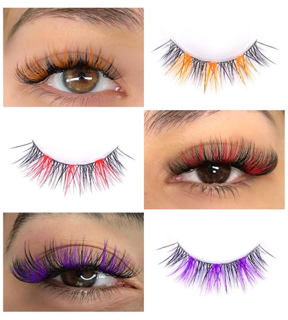 Colored Lashes Cluster Eyelashes Individual DIY Lashes Extensions 7 Colors Eye Lashes Extensions 140 PCS Clusters False Lashes DIY at Home Set Pack（14MM）