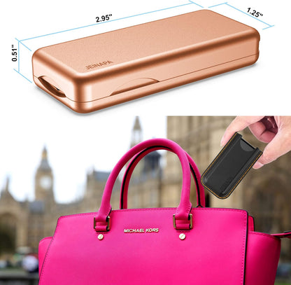 Pill Cutter with Auto Centering Device, Aluminum Pill Splitter with 316L Stainless Blade, Genuine Leather Case, Professional Pill Splitter for Cutting Small Pills or Large Pills (Rose Gold)