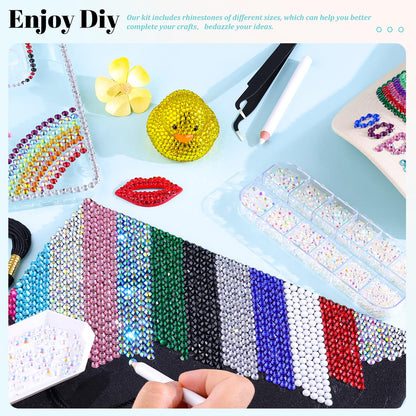 6100Pcs Jelly Resin Rhinestones for Crafting with 2Pcs 10ml B7000 Jewelry Glue, 1 Box Flatback Crystals Diamond (Transparent AB) for Bedazzling Crafts DIY Nail Art Non Hotfix Gems for Clothing Shoes