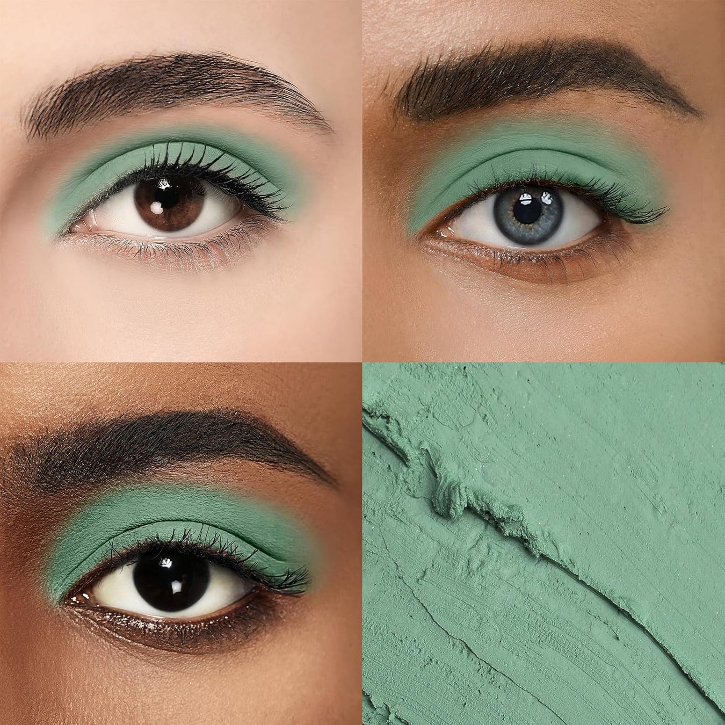 Cream Waterproof Hypoallergenic Eyeshadow Stick, long wear Metallic Glitter Matte Eye Shadow Pencil With Makeup Brush, Eye Brightener, 66 Mint Matte