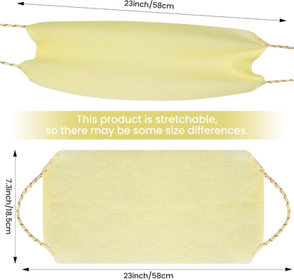 3 Pcs Double-Sided Back Exfoliator Body Scrub Towel, Exfoliating Back Scrubber with Handles,Exfoliating Washcloth Bath Tool in Shower, Stretchable Back Washer to Deep Cleans Skin (Beige)