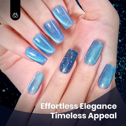 Beetles Chameleon Cat Eye Gel Polish - 15ML Blue Cat Eye Glitter Gel Polish 9D Magnetic Soak Off UV Shimmer Velvet Gel Mermaid Tears Series Nail Art DIY Manicure Gifts for Women