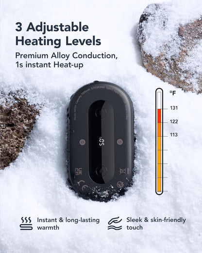 Hand Warmers Rechargeable 2 Pack, Magnetic Alloy Handwarmer 7000 mAh Reusable, Instant Heating UP to 131°F, 15 Hours Long Lasting Palm Pocket Heater, Gifts Packing for Christmas,Hunting,Camping,Golf