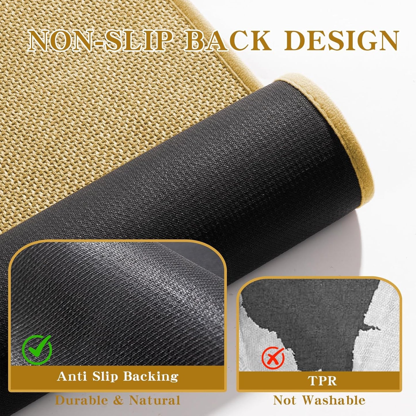 chakme Bathroom Rugs Mat U-Shaped 24x17, Ultra ThinNon Slip Bath Mat Small Quick Dry Absorbent Bath Matfor Bathroom Floor, (Yellow, U-24"x17")