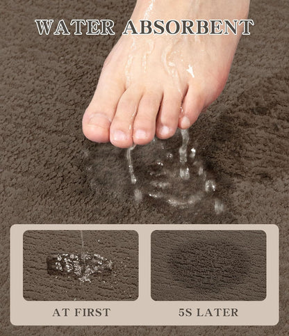 chakme Bathroom Rugs Mat 24x17, Ultra Thin Non Slip Bath Mat Small Quick Dry Absorbent Bath Mat for Bathroom Floor, (Coffee, 24"x17")