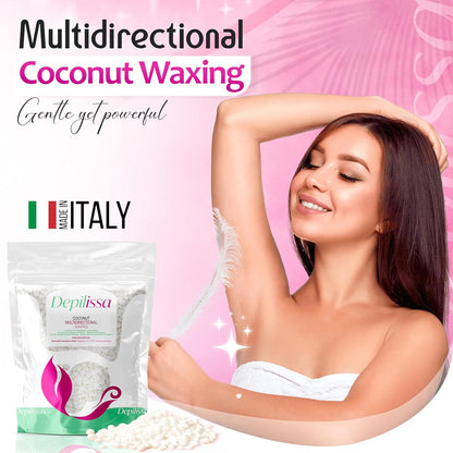 Multidirectional Coconut Wax beads for hair removal - Hypoallergenic, Gentle, and Effective for All Skin Types, Ideal for Face, Eyebrows, Bikini Area, and Brazilian Waxing - 14.1 oz