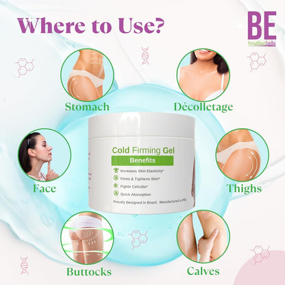 Brazilian Belle Cold Firming Gel - Skin Tightening & Anti Cellulite Gel with Caffeine - Advanced Skin Firming & Body Firming Cream for Loose & Sagging Skin