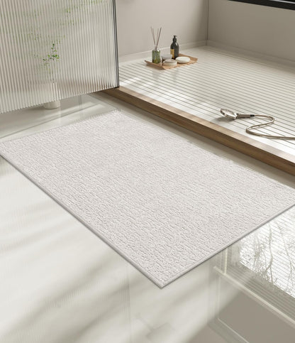 chakme Bathroom Rugs Mat 36x24, Ultra Thin Non Slip Bath Mat Quick Dry Absorbent Bath Mat for Bathroom Floor, (White, 36"x24")