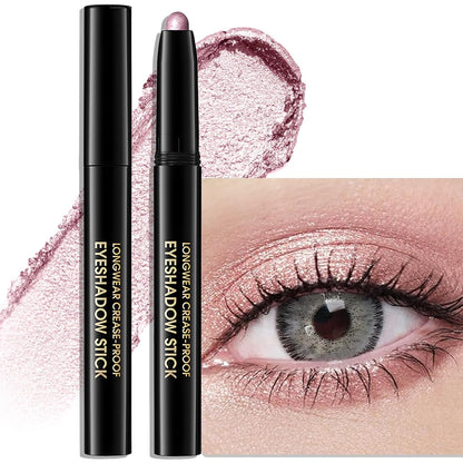 Shimmer Eye Shadow Stick, Cream Eyeshadow Stick Long-Lasting Crease-Proof Blendable Eye Brightener Pencil Multi-use for Eyeliner Highlighter Smooth Cream to Powder Eyes Crayon Makeup, 8 FANCY