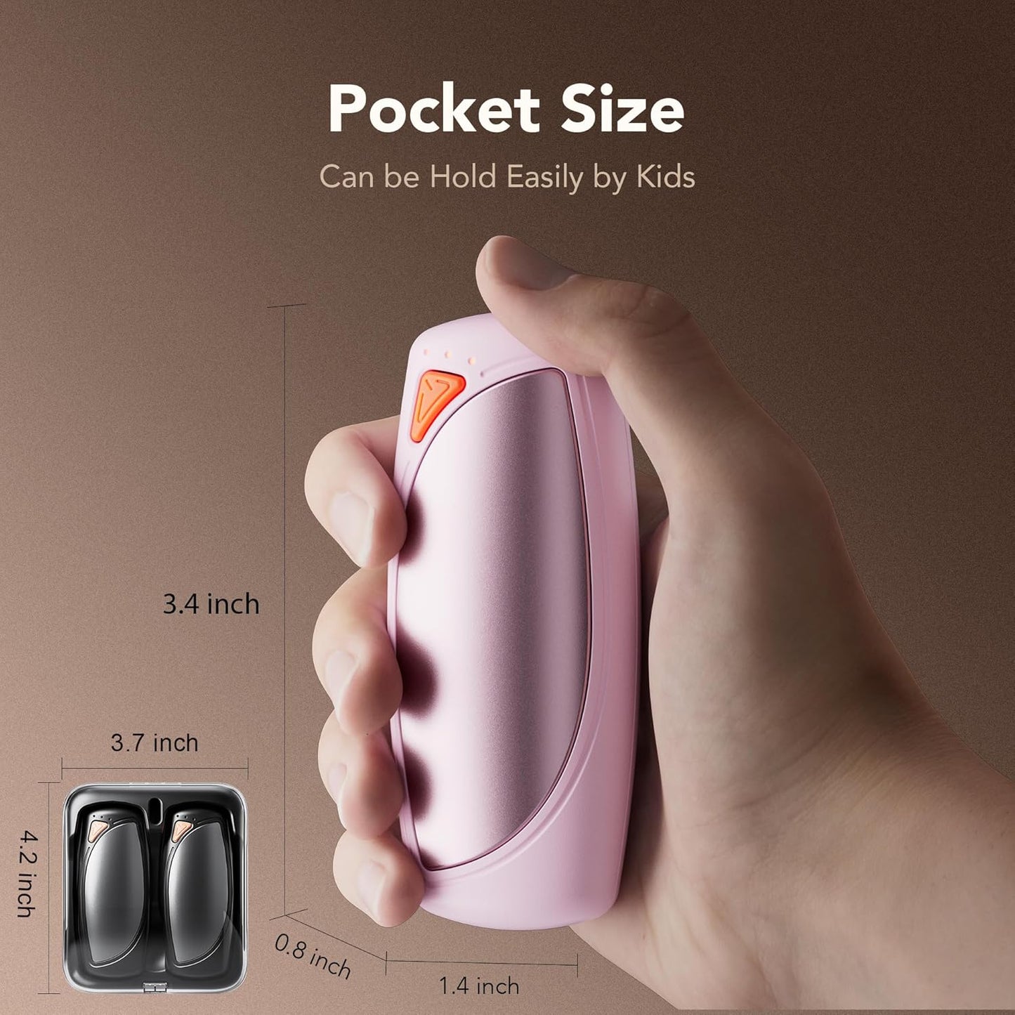 Hand Warmers Rechargeable 2 Packs, Double Sided Heating with AI Charging Case, 14000mAh Electric Hand Warmer Up to 36 Hours, Portable Heater Gifts for Christmas,Camping,Hunting