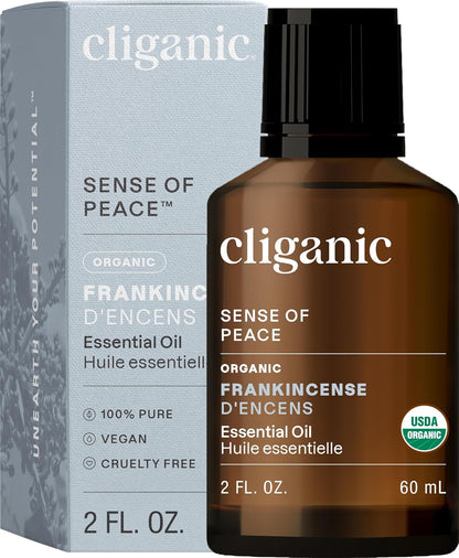Cliganic Organic Frankincense Essential Oil - 100% Pure Natural for Aromatherapy Diffuser | Non-GMO Verified (Packaging May Vary)