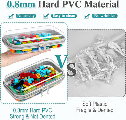 Sanwuta 6 Pcs Clear Hard Zipper Case Pencil Pouches Hard Plastic Zipper Pouches Makeup Bag Transparent Cases for Snacks Plastic Storage Organizer Box for Travel(Gray,7.48 x 3.94 x 2 Inch)