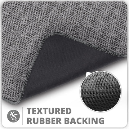 Bath Mat,Ultra Thin Bathroom Runner Rugs,Large Bath Mats for Bathroom,Quick Dry,Non-Slip,Machine Washable,Low Pile,Bath Rug,Shower Outside,Sink,Home Decor Accessories.Dark Grey,2'x5'（24x60inch）