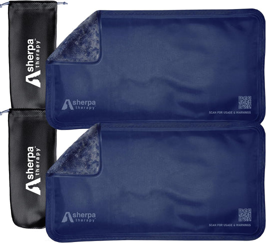 Small Soft Ice Packs for Injuries Reusable - Hot and Cold Flexible Gel Ice Packs Reusable for Ankle, Hand, Wrist, Head Pain Relief - 5" x 10" - 2PK - Blue