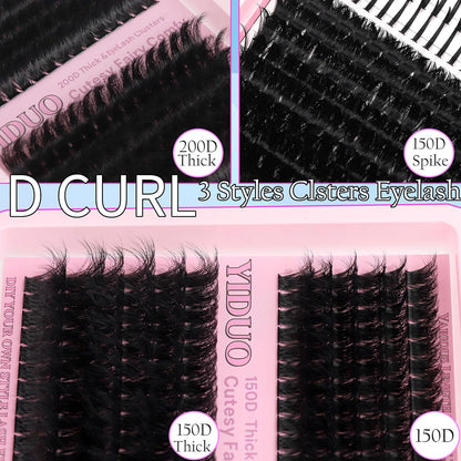 575Pcs Bulk Pack Lashes Clusters Kit with Glue and Removers, D Curl Volume 150D+200D+Spiky Lashes Clusters, 12-21mm Manga Extension Eyelashes DIY Individual False Eyelash Wholesale Pack
