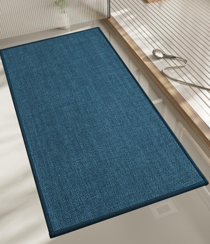 chakme Bathroom Rugs Mat 47x17, Ultra Thin Bath Rug Non Slip Runner Quick Dry Absorbent Bath Mat for Bathroom, (Dark Blue, 47"x17")