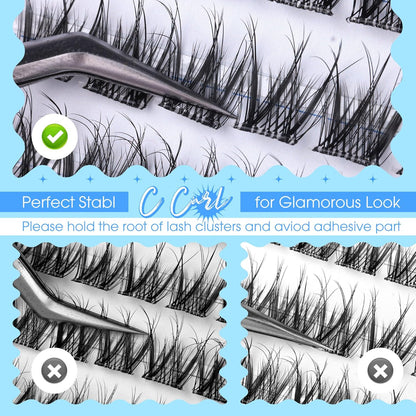 Natural Self Adhesive Eyelashes 10-16MM Wispy Press on Lashes Pre Glued Lash Clusters No Glue Needed Press on Eyelash Clusters Reusable Self Adhesive Lash Clusters Easy to Apply by JIMIRE