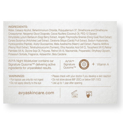 AVYA Night Moisturizer (1.7oz) - Advanced Ayurvedic Skincare/Retinol Cream with Antioxidants/Reduces Fine Lines and Wrinkles