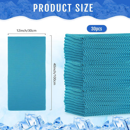 Hosuly 30 Pack Cooling Towels, 40"x12" Ice Breathable Soft Chilly Sweat Rag Microfiber Workout Rags for Gym Cooling Towels for Neck and Face for Yoga Golf Sport Running