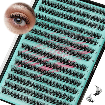 Lash Clusters Wispy 280PCS Eyelash Extension 40D Cluster Lashes Individual Lashes DIY Lash Extension Natural Look Cluster Eyelash Extensions Soft False Eyelashes at Home for Beginners(10mm)