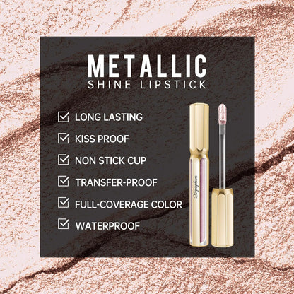 Silver Lipsticks for Women Metallic Lipstick Long Lasting Non Stick Cup Lip Gloss, Shimmer Lightweight Hydrating Full Coverage Lip Color, DP110 Moonlight