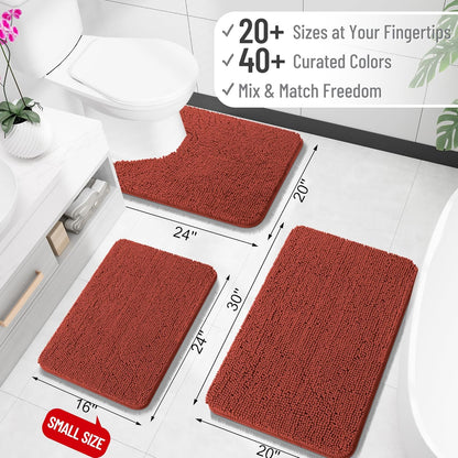 OLANLY Bathroom Rugs 24x16, Extra Soft Absorbent Chenille Bath Rugs, Rubber Backing Quick Dry, Machine Washable Bath Mats for Bathroom Floor, Tub and Shower, Home Decor Accessories, Rustic Terracotta