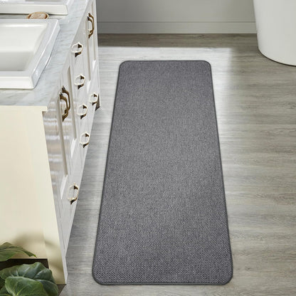 Bath Mat,Ultra Thin Bathroom Runner Rugs,Large Bath Mats for Bathroom,Quick Dry,Non-Slip,Machine Washable,Low Pile,Bath Rug,Shower Outside,Sink,Home Decor Accessories.Dark Grey,1'9"x3'11"（21x47inch）